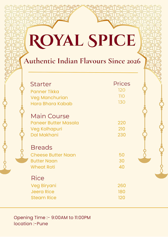 design a professional restaurant, cafe or bakery menu in canva