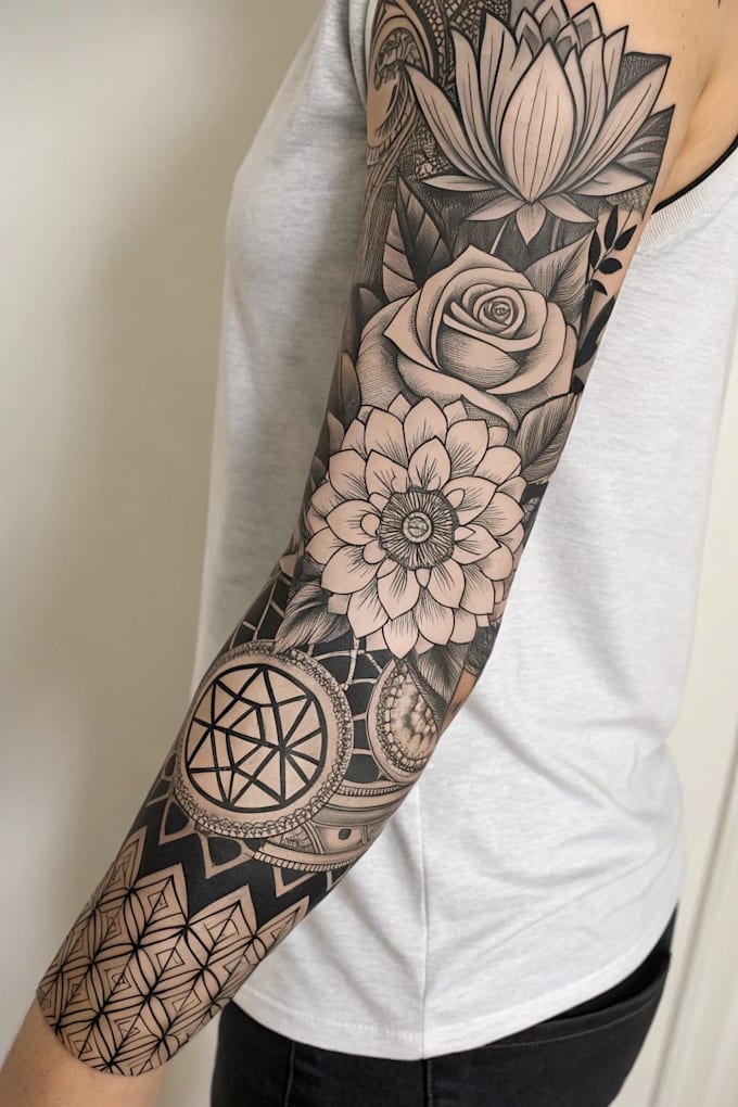 make a tattoo design of tattoo sleeve