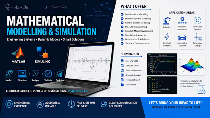 develop mathematical models and matlab simulink simulations for systems