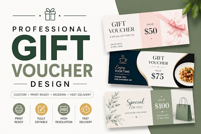 design a professional gift voucher, gift certificate, or coupon