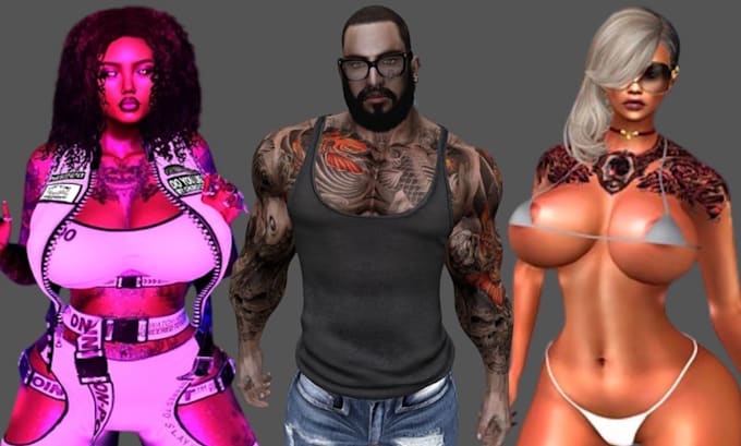 create custom 3d secondlife avatar zepeto fivem vrchat imvu 3d model bento rig