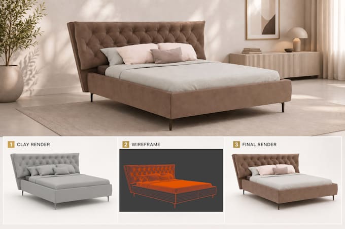 model realistic 3d furniture for rendering and ecommerce