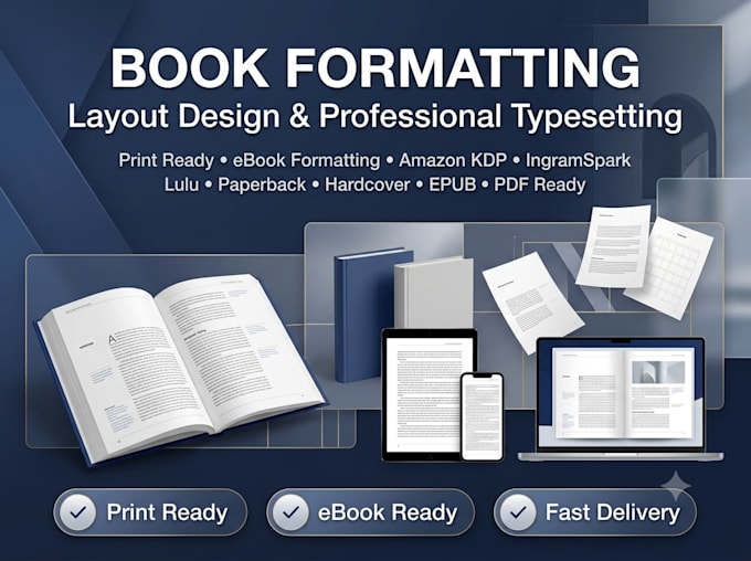 do book formatting, book layout design and typesetting for print and ebook
