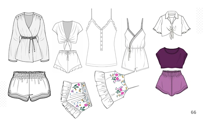create professional fashion flat sketch and technical illustration