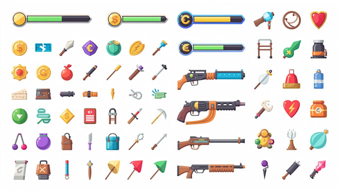 create 2d props, icons, objects, assets and game items