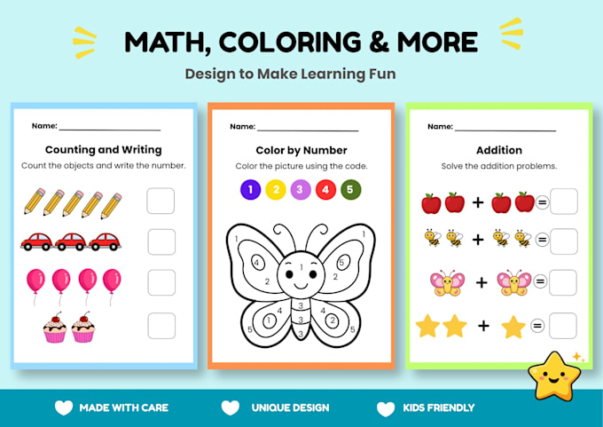 design custom printable worksheet for preschool and kindergarten