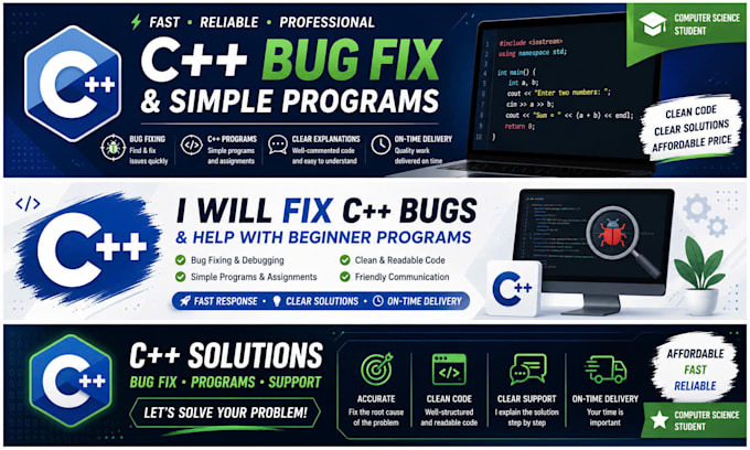 fix bugs and write simple c plus plus programs