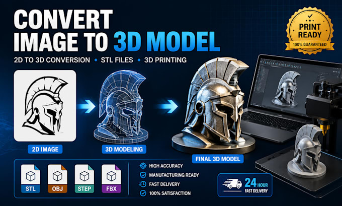 convert image to 3d model, 2d to 3d conversion, stl file for printing