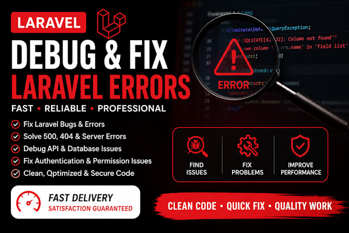 fix laravel bugs, errors, and database issues