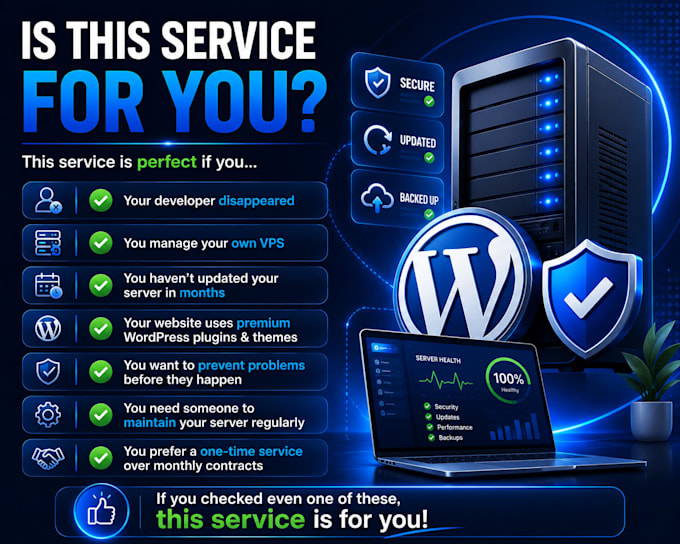 perform vps and wordpress maintenance with security audit