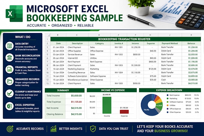 do bookkeeping in quickbooks online and microsoft excel