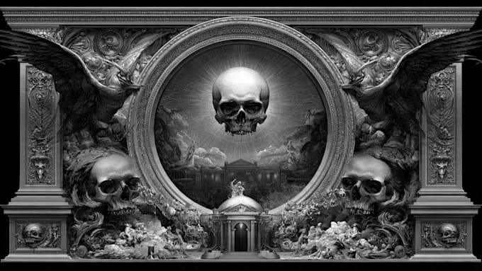 draw dark art illustration with engraving style