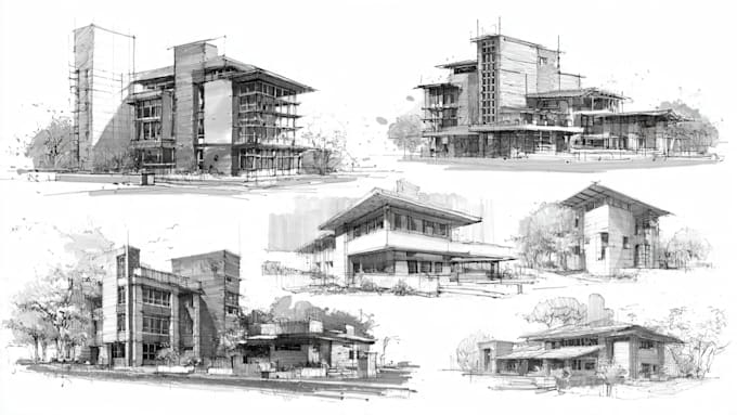 do architecture sketches in high quality