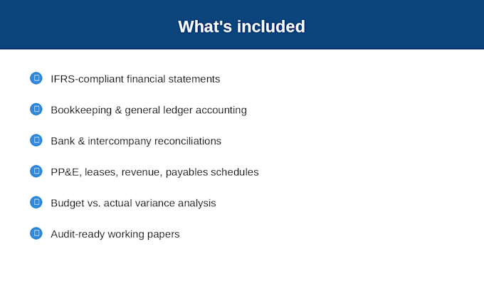 prepare ifrs compliant financial statements and audit support