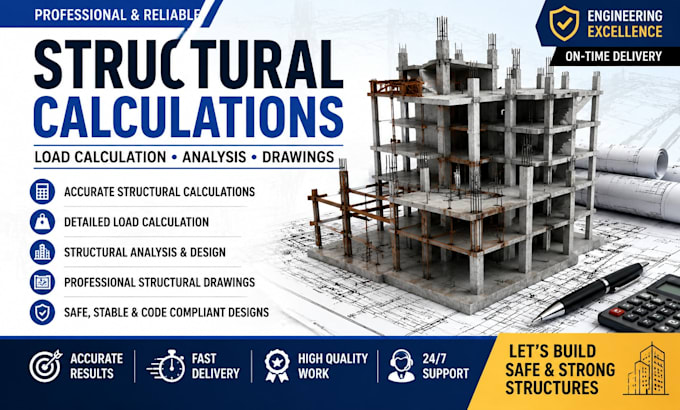 do structural calculations, load calculation, analysis and structural drawings