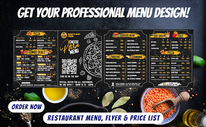 design a professional restaurant menu and food branding