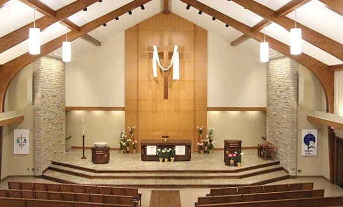 design church architecture, renovation, elevation and interior rendering