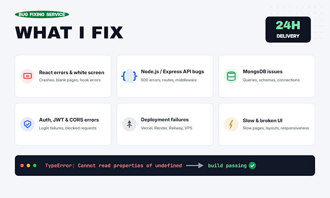 fix bugs and errors in your react, node js or mern stack website