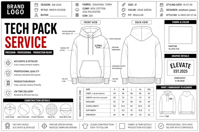 design factory ready fashion clothing apparel tech pack and technical drawings