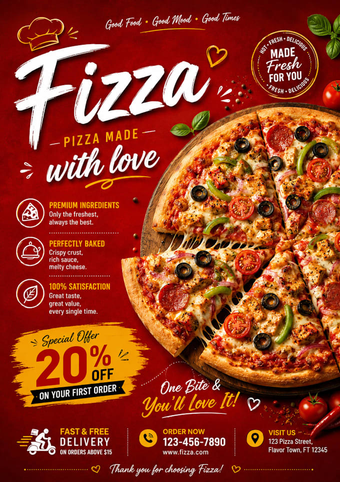 design pizza and burger flyers