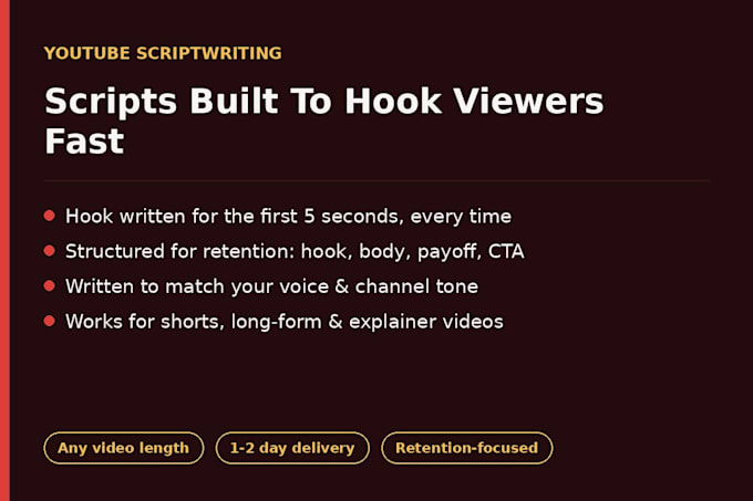 write youtube scripts built to hook viewers in the first 5 seconds and more