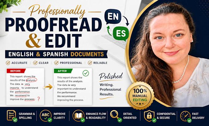 proofread and edit english and spanish documents
