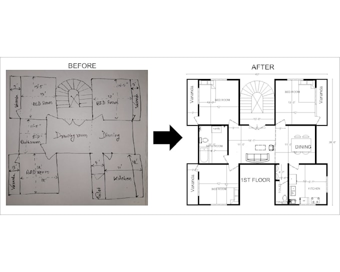 convert your PDF,image,sketch,existing plan into  autocad 2d as built drawing