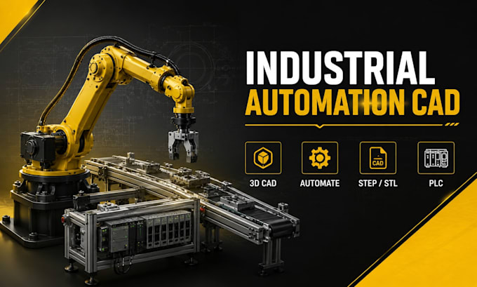 develop robot cad, plc control box, arm drawing, industrial automation 3d models