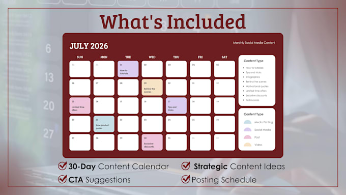 create a strategic 30 day content calendar for your business