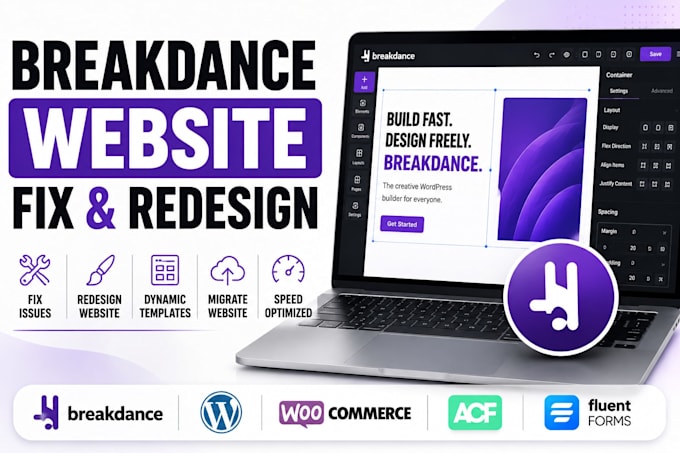 build breakdance wordpress website woocommerce store breakdance landing page