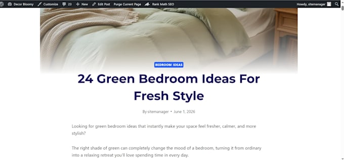write and publish SEO home decor blog posts on wordpress