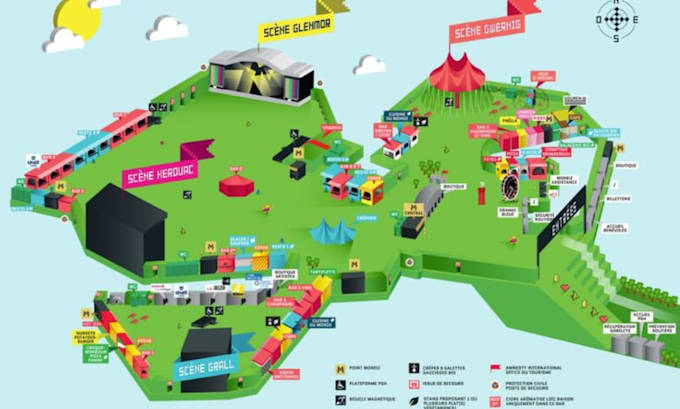 design a custom isometric festival map and event map illustration