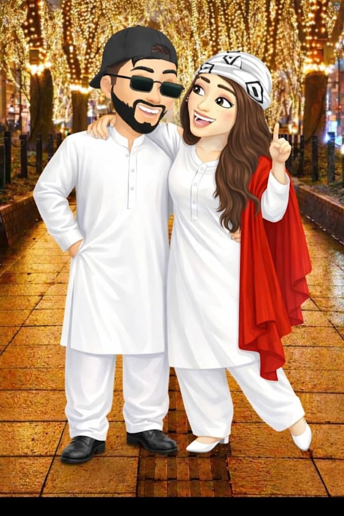 create custom 3d couple avatar cartoon portrait