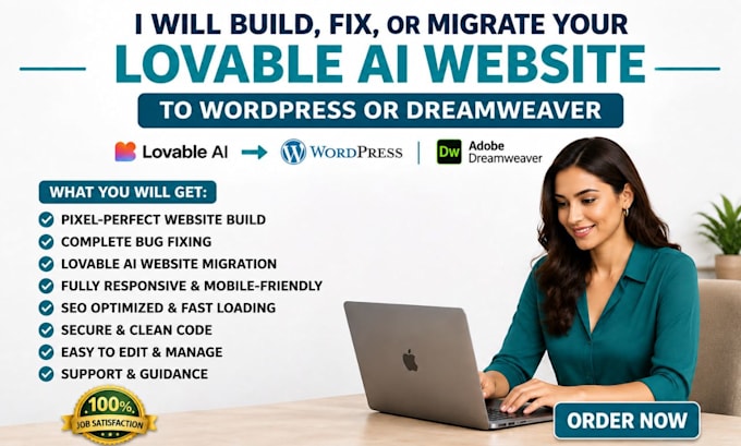 build, fix, or migrate your lovable ai website to wordpress or adobe dreamweaver