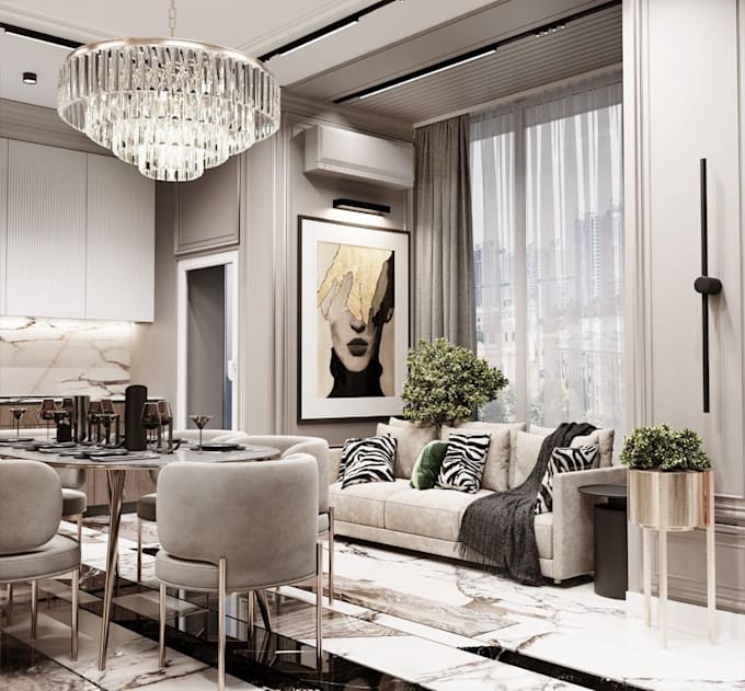 design luxury interior with 3d rendering