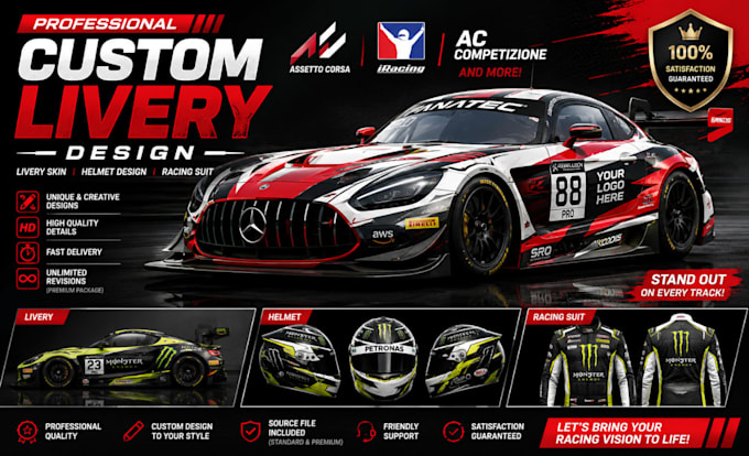 create asserto corsa livery, helmets, livery skin, for iracing, gt3