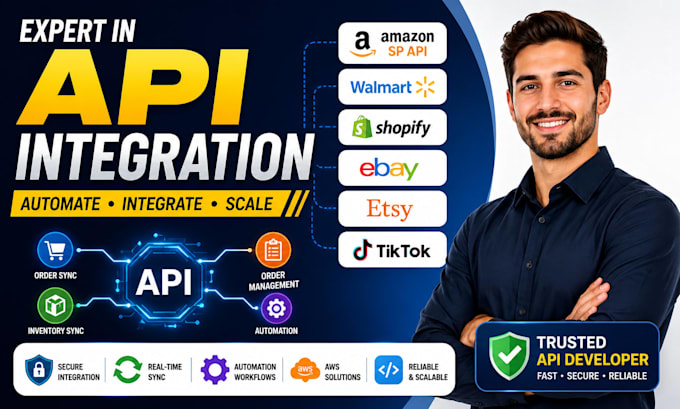 be expert for amazon sp api walmart, shopify, ebay, esty, tiktok api