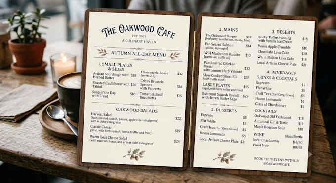 create design custom digital or physical restaurant menu