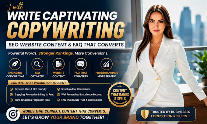 write captivating copywriting SEO website content and faq that converts