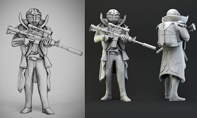 realistic sculpt 3d printable stl model from 2d image character for 3d printing