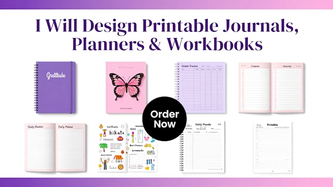 design digital printable journal, calender, tracker, notebook, worksheet