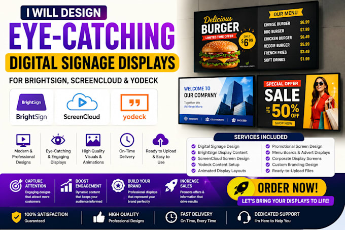 design eye catching digital signage displays brightsign screencloud yodeck