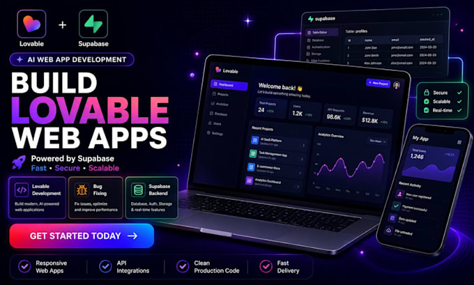 build lovable web app development, lovable bug fixing, supabase web app coding