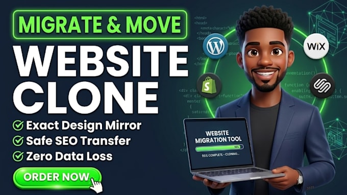 migrate your website to wordpress shopify squarespace wix with same design