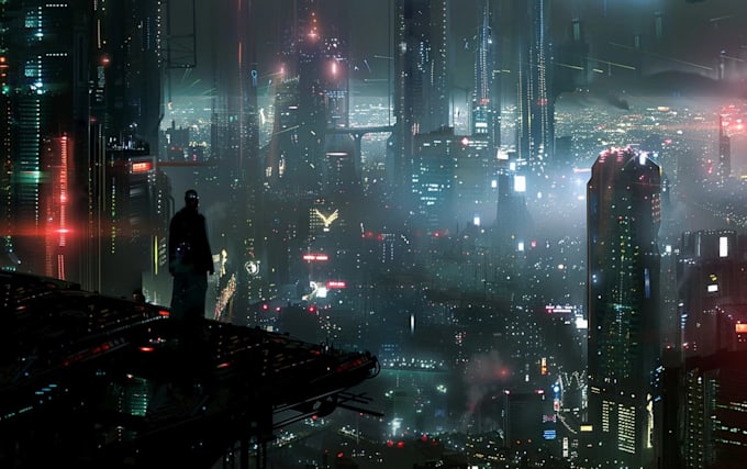do cyberpunk futuristic city art