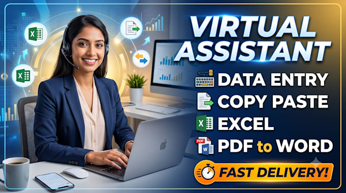 be your virtual assistant for data entry, copy paste, typing and web research