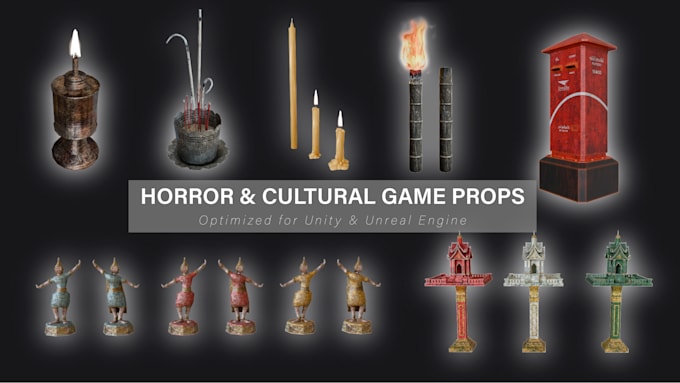 create 3d game props and horror environment assets