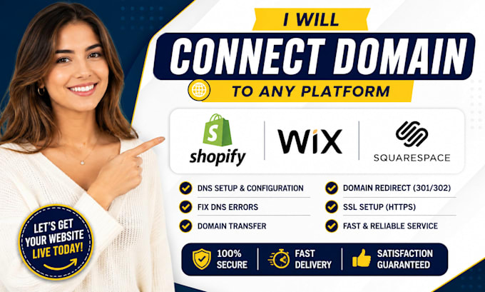 connect domain to shopify, wix or squarespace, dns setup, transfer or redirect