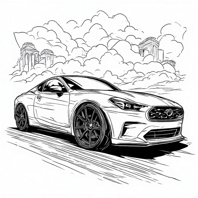 make cool car line art illustration