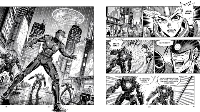 draw a unique comic book page or manga page